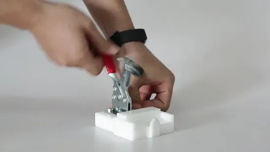 Morsetto a ginocchiera push pull a tenuta rapida per carichi pesanti, antiscivolo, rosso, montaggio orizzontale, capacità di tenuta